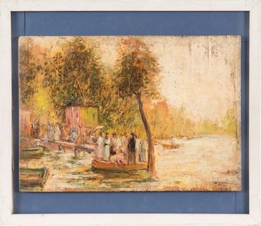  Pierre Auguste Renoir  (Limoges, 1841 - Cagnes, 1919) [attribuito a] : Bozzetto per La grenouillère.  - Asta Libri & Grafica - Libreria Antiquaria Gonnelli - Casa d'Aste - Gonnelli Casa d'Aste