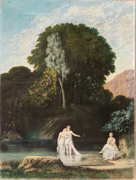  Arnold Bcklin  (Basilea, 1827 - Fiesole, 1901) [cerchia di] : Paesaggio con ninfe al bagno.  - Asta Libri & Grafica - Libreria Antiquaria Gonnelli - Casa d'Aste - Gonnelli Casa d'Aste