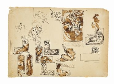  Adolfo De Carolis  (Montefiore dell'Aso, 1874 - Roma, 1928) : Studi per decorazione.  - Asta Libri & Grafica - Libreria Antiquaria Gonnelli - Casa d'Aste - Gonnelli Casa d'Aste