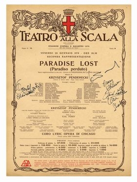 Raccolta di 12 locandine del Teatro alla Scala con firme autografe di direttori, cantanti ecc.  - Asta Libri & Grafica - Libreria Antiquaria Gonnelli - Casa d'Aste - Gonnelli Casa d'Aste