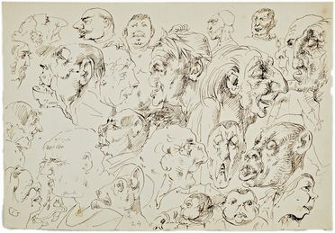 Emilio Lapi  (Firenze, 1822 - 1898) : Studi di teste caricaturali.  - Asta Libri & Grafica - Libreria Antiquaria Gonnelli - Casa d'Aste - Gonnelli Casa d'Aste
