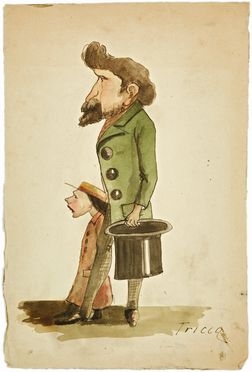  Angelo Tricca  (Sansepolcro, 1817 - Firenze, 1884) : Caricatura di due personaggi.  - Asta Libri & Grafica - Libreria Antiquaria Gonnelli - Casa d'Aste - Gonnelli Casa d'Aste