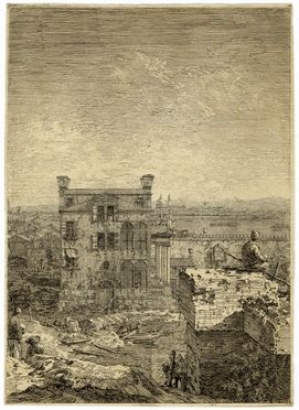  Antonio Canal (detto il Canaletto)  (Venezia, 1697 - 1768) : La casa con il peristilio.  - Asta Libri & Grafica - Libreria Antiquaria Gonnelli - Casa d'Aste - Gonnelli Casa d'Aste