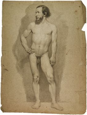  Anonimo del XIX secolo : Nudo maschile accademico.  - Asta Libri & Grafica - Libreria Antiquaria Gonnelli - Casa d'Aste - Gonnelli Casa d'Aste