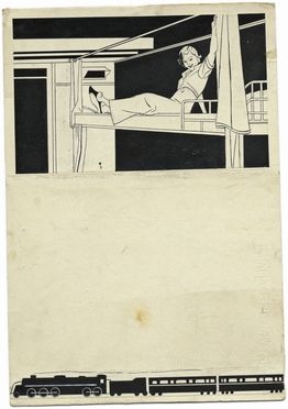  Piero Bernardini  (Firenze, 1891 - 1974) : Signora in cuccetta.  - Asta Libri & Grafica - Libreria Antiquaria Gonnelli - Casa d'Aste - Gonnelli Casa d'Aste