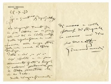  Puccini Giacomo : Lettera autografa firmata inviata al Sig. Garbagni.  - Asta Libri & Grafica - Libreria Antiquaria Gonnelli - Casa d'Aste - Gonnelli Casa d'Aste