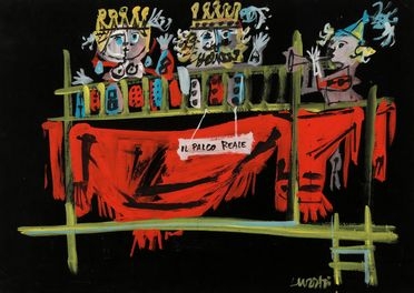  Emanuele Luzzati  (Genova, 1921 - 2007) : Il palco reale.  - Asta Libri & Grafica - Libreria Antiquaria Gonnelli - Casa d'Aste - Gonnelli Casa d'Aste