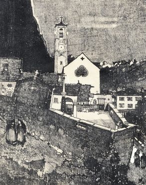  Daniele Buzzi  (Locarno, 1890 - Losanna, 1974) : La chiesa di San Gottardo (Intragna).  - Auction Books & Graphics - Libreria Antiquaria Gonnelli - Casa d'Aste - Gonnelli Casa d'Aste