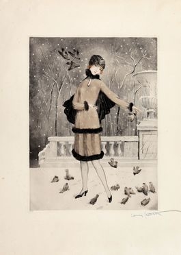  Louis Icart  (Toulouse, 1888 - Parigi, 1960) : Donna con passerotti.  - Asta Libri & Grafica - Libreria Antiquaria Gonnelli - Casa d'Aste - Gonnelli Casa d'Aste