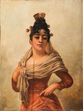  E. Gonzalez : Ritratto di giovane donna in costume tradizionale spagnolo.  - Auction Books & Graphics - Libreria Antiquaria Gonnelli - Casa d'Aste - Gonnelli Casa d'Aste