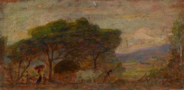  Fancesco Gioli  (San Frediano a Settimo, 1846 - Firenze, 1922) : Studio di paesaggio con figure.  - Asta Libri & Grafica - Libreria Antiquaria Gonnelli - Casa d'Aste - Gonnelli Casa d'Aste