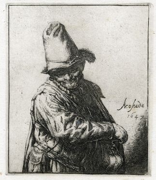  Adriaen (van) Ostade  (Haarlem,, 1610 - ivi, 1685) : Il suonatore di ghironda.  - Asta Libri & Grafica - Libreria Antiquaria Gonnelli - Casa d'Aste - Gonnelli Casa d'Aste