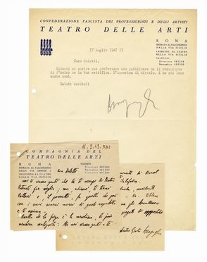  Bragaglia Anton Giulio : 3 lettere (2 autografe e 1 dattiloscritta) inviate a Doletti. Arte  - Auction Books & Graphics - Libreria Antiquaria Gonnelli - Casa d'Aste - Gonnelli Casa d'Aste