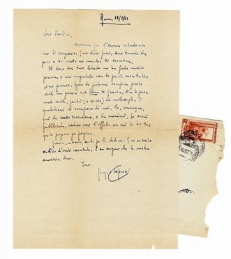  Caproni Giorgio : Lettera autografa firmata inviata a Fratini.  - Asta Libri & Grafica - Libreria Antiquaria Gonnelli - Casa d'Aste - Gonnelli Casa d'Aste