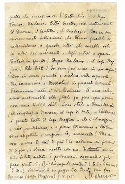  Moretti Marino : Lunga lettera autografa firmata inviata a Giovanni Cal (Zvanola).  - Asta Libri & Grafica - Libreria Antiquaria Gonnelli - Casa d'Aste - Gonnelli Casa d'Aste