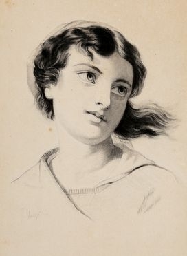  Tito Lessi  (Firenze, 1858 - 1917) : Volto di donna.  - Asta Libri & Grafica - Libreria Antiquaria Gonnelli - Casa d'Aste - Gonnelli Casa d'Aste