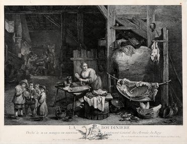  Jacques-Philippe Le Bas o Lebas  (Parigi, 1707 - 1783) : La boudinire.  - Auction Books & Graphics - Libreria Antiquaria Gonnelli - Casa d'Aste - Gonnelli Casa d'Aste