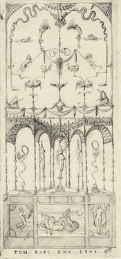  Enea Vico  (Parma, 1523 - Ferrara, 1567) : Grottesca con Mercurio, Nettuno e Venere.  - Asta Libri & Grafica - Libreria Antiquaria Gonnelli - Casa d'Aste - Gonnelli Casa d'Aste