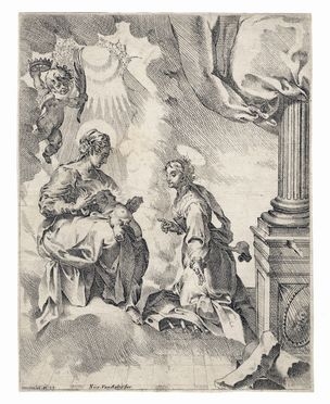  Vespasiano Strada  (Roma, 1582 - 1622) : La Vergine ed il Bambino appaiono a Santa Caterina d'Alessandria.  - Asta Libri & Grafica - Libreria Antiquaria Gonnelli - Casa d'Aste - Gonnelli Casa d'Aste