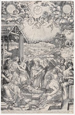  Giovanni Battista de' Cavalieri  (Villa Lagarina,  - Roma, 1601) : Adorazione dei pastori.  - Asta Libri & Grafica - Libreria Antiquaria Gonnelli - Casa d'Aste - Gonnelli Casa d'Aste