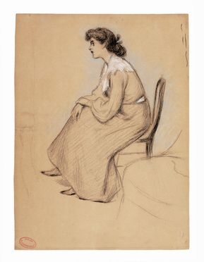  Federico Zandomeneghi  (Venezia, 1841 - Parigi, 1917) : Fanciulla seduta.  - Auction Books & Graphics - Libreria Antiquaria Gonnelli - Casa d'Aste - Gonnelli Casa d'Aste