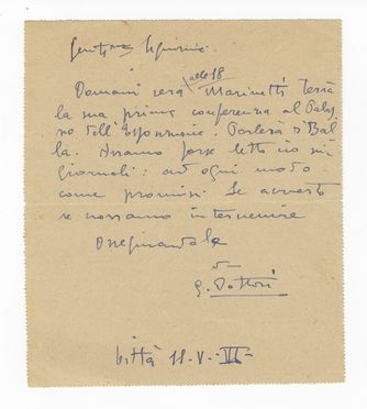  Dottori Gerardo : Lettera autografa firmata alle Signorine Bastiani  - Asta Libri & Grafica - Libreria Antiquaria Gonnelli - Casa d'Aste - Gonnelli Casa d'Aste