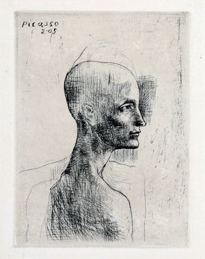  Pablo Picasso  (Malaga, 1881 - Mougins, 1973) : Buste d'homme.  - Asta Libri & Grafica - Libreria Antiquaria Gonnelli - Casa d'Aste - Gonnelli Casa d'Aste