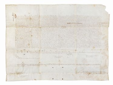  Alfonso V d'Aragona : Pergamena con firma autografa del Re d?Aragona.  - Asta Libri & Grafica - Libreria Antiquaria Gonnelli - Casa d'Aste - Gonnelli Casa d'Aste