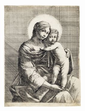  Jacques Blanchard  (Parigi, 1600 - 1638) : La Vergine col Bambino.  - Asta Libri & Grafica - Libreria Antiquaria Gonnelli - Casa d'Aste - Gonnelli Casa d'Aste