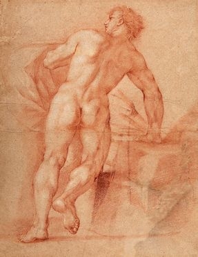  Benedetto Luti  (Firenze, 1666 - Roma, 1724) [attribuito a] : Grande nudo maschile visto da tergo.  - Auction Books & Graphics - Libreria Antiquaria Gonnelli - Casa d'Aste - Gonnelli Casa d'Aste