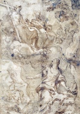  Bartolomeo Guidobono  (Savona, 1654 - Torino, 1709) : Santa Rosalia in adorazione della Trinit.  - Auction Books & Graphics - Libreria Antiquaria Gonnelli - Casa d'Aste - Gonnelli Casa d'Aste