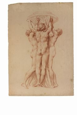  Carlo Giuseppe Ratti  (Savona, 1737 - Genova, 1795) : Tre figure femminili che sorreggono una base circolare.  - Asta Libri & Grafica - Libreria Antiquaria Gonnelli - Casa d'Aste - Gonnelli Casa d'Aste