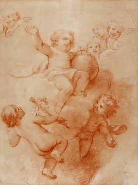  Pompeo Girolamo Batoni  (Lucca, 1708 - Roma, 1787) : Ges Bambino in gloria ed angioletti.  - Asta Grafica & Libri - Libreria Antiquaria Gonnelli - Casa d'Aste - Gonnelli Casa d'Aste