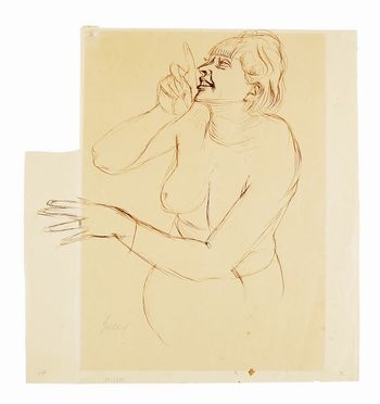  Karl Hubbuch  (Karlsruhe, 1891 - Karlsruhe, 1979) : Figura femminile nuda.  - Asta Grafica & Libri - Libreria Antiquaria Gonnelli - Casa d'Aste - Gonnelli Casa d'Aste
