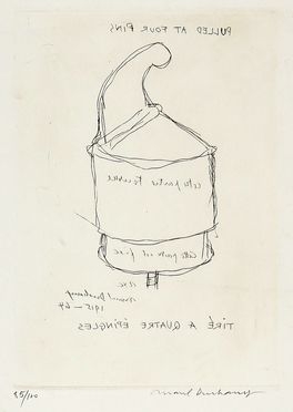  Marcel Duchamp  (Blainville-Crevon, 1887 - Neuilly-sur-Seine, 1968) : Pulled at four pins.  - Asta Grafica & Libri - Libreria Antiquaria Gonnelli - Casa d'Aste - Gonnelli Casa d'Aste