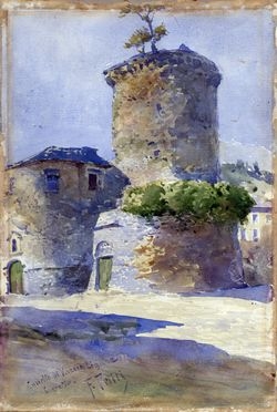  Filiberto Petiti  (Torino, 1845 - Roma, 1924) : Castello di Varese Ligure.  - Auction Graphics & Books - Libreria Antiquaria Gonnelli - Casa d'Aste - Gonnelli Casa d'Aste