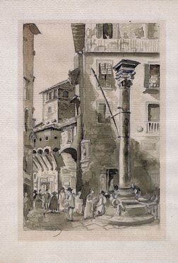  Aurelio Craffonara  (Gallarate, 1875 - Genova, 1945) : La colonna di Santa Felicita a Firenze.  - Asta Grafica & Libri - Libreria Antiquaria Gonnelli - Casa d'Aste - Gonnelli Casa d'Aste