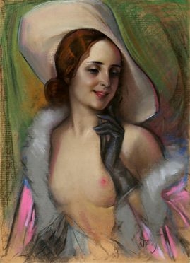  Jozef Kidon  (Rudzicy, 1890 - Varsavia, 1968) : Ritratto femminile.  - Asta Grafica & Libri - Libreria Antiquaria Gonnelli - Casa d'Aste - Gonnelli Casa d'Aste
