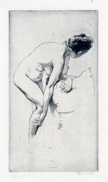  Paul Albert Besnard  (Parigi, 1849 - 1934) : Femme nue se tenant la jambe.  - Auction Graphics & Books - Libreria Antiquaria Gonnelli - Casa d'Aste - Gonnelli Casa d'Aste
