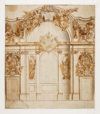  Giovan Battista Foggini  (Firenze, 1652 - 1725) : Progetto per cappella con virtù teologali.  - Asta Grafica & Libri - Libreria Antiquaria Gonnelli - Casa d'Aste - Gonnelli Casa d'Aste