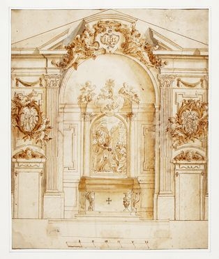  Giovan Battista Foggini  (Firenze, 1652 - 1725) : Progetto per cappella con Consegna della chiavi.  - Asta Grafica & Libri - Libreria Antiquaria Gonnelli - Casa d'Aste - Gonnelli Casa d'Aste