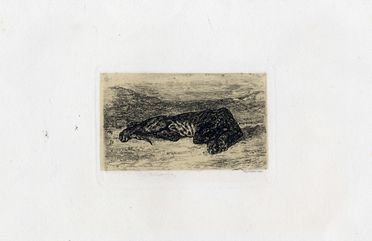  Eugne Delacroix  (Charenton Saint Maurice, 1798 - Parigi, 1863) : Tigre couch dans le dsert.  - Asta Grafica & Libri - Libreria Antiquaria Gonnelli - Casa d'Aste - Gonnelli Casa d'Aste