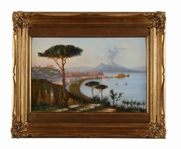  Gabriele Carelli  (Napoli, 1820 - Francia, 1900) : Veduta del golfo di Napoli.  - Auction Graphics & Books - Libreria Antiquaria Gonnelli - Casa d'Aste - Gonnelli Casa d'Aste
