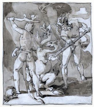  Andrea Boscoli  (Firenze, 1560 - Roma, 1607) [attribuito a] : Ercole in lotta con l'idra di Lerna.  - Asta Grafica & Libri - Libreria Antiquaria Gonnelli - Casa d'Aste - Gonnelli Casa d'Aste
