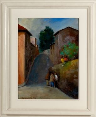  Nino Tirinnanzi  (Greve in Chianti, 1923 - 2002) : Strada con case.  - Auction Graphics & Books - Libreria Antiquaria Gonnelli - Casa d'Aste - Gonnelli Casa d'Aste