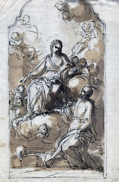  Carlo Maratta  (Camerano, 1625 - Roma, 1713) [cerchia di] : La Vergine appare a San Filippo Neri.  - Asta Grafica & Libri - Libreria Antiquaria Gonnelli - Casa d'Aste - Gonnelli Casa d'Aste