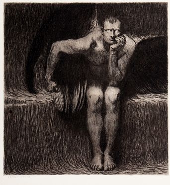  Franz Von Stuck  (Tettenweis, 1863 - Monaco di Baviera, 1928) : Lucifer (Lucifero).  - Auction Graphics & Books - Libreria Antiquaria Gonnelli - Casa d'Aste - Gonnelli Casa d'Aste