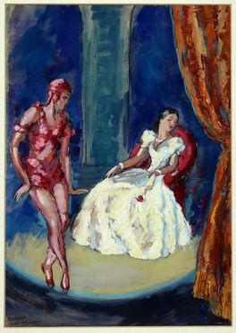  Robert Mahias  (Bruxelles, 1890 - Parigi, 1962) : Bozzetto teatrale per Lo spettro della rosa.  - Auction Graphics & Books - Libreria Antiquaria Gonnelli - Casa d'Aste - Gonnelli Casa d'Aste