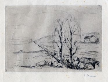  Edvard Munch  (Loten, 1863 - Oslo, 1944) : Norwegian landscape.  - Auction Graphics & Books - Libreria Antiquaria Gonnelli - Casa d'Aste - Gonnelli Casa d'Aste
