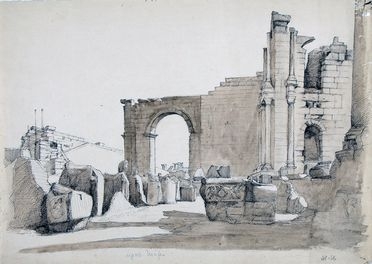  Lino Bianchi Barriviera  (Montebelluna, 1906 - Acilia, 1985) : Leptis Magna (L'abside di Ninfeo).  - Auction Graphics & Books - Libreria Antiquaria Gonnelli - Casa d'Aste - Gonnelli Casa d'Aste